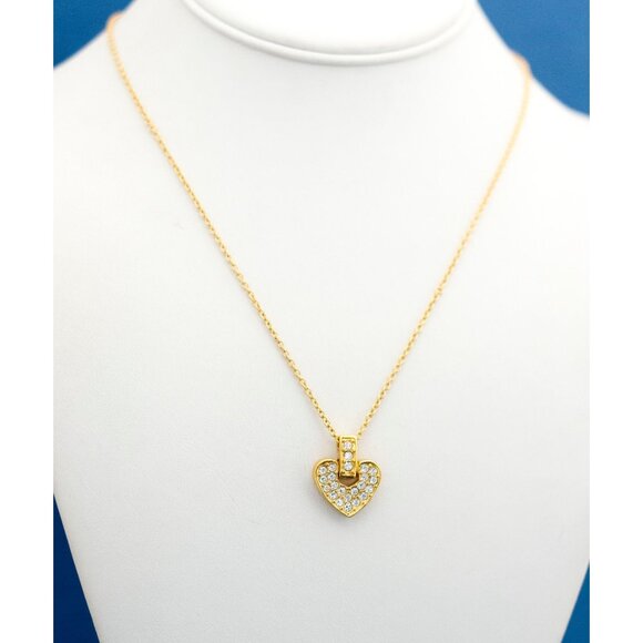 18", Heart Prom Rhinestone Gold Tone Heart Pendant Necklace by Avon - D7 - Picture 2 of 3